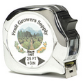 Small-body tape measure with chrome case, 25' x 1" blade